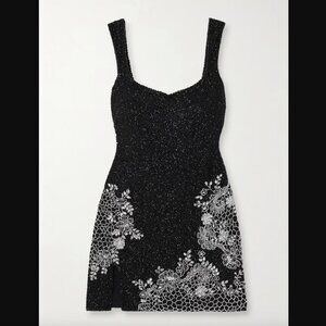 CLIO PEPPIATT Damask Embellished Stretch-Tulle Mini Dress in Silver